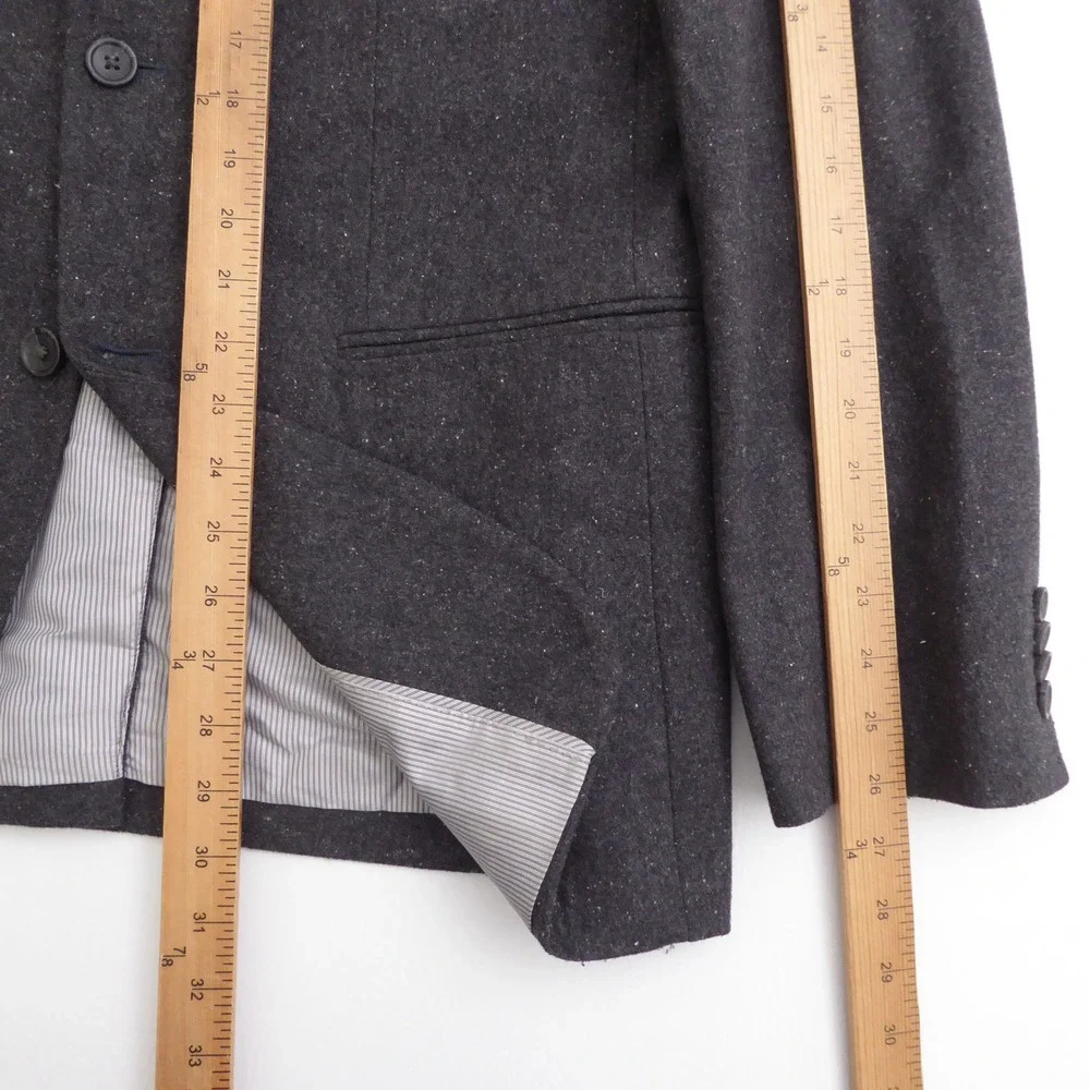 Banana Republic Blazer Textured Knit Charcoal Gray Wool Blend Tailored Slim 42L